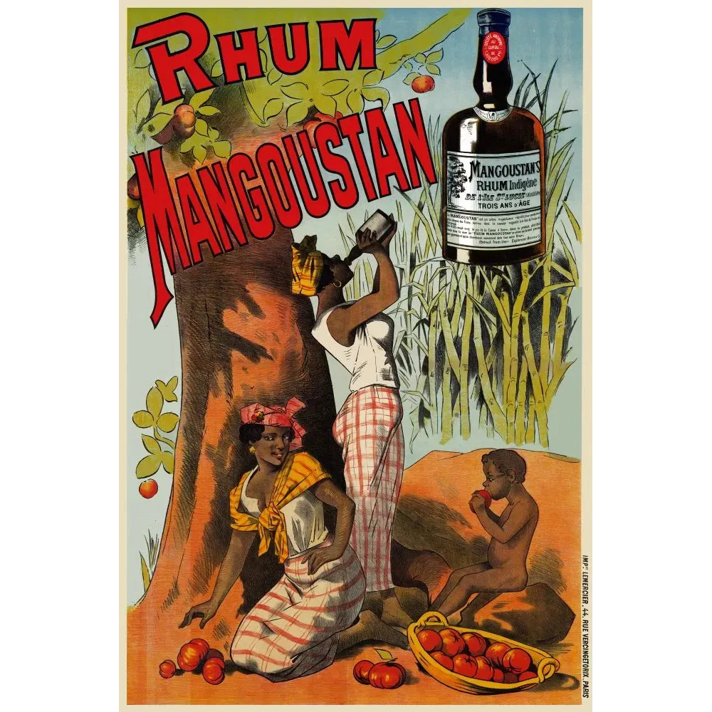 Affiche publicité Rhum Mangoustan île Saint-Lucie antillais canne sucre manguiers Lemercier Paris XIXe Affiche publicité Rhum Mangoustan île Saint-Lucie antillais canne sucre manguiers Lemercier Paris XIXe