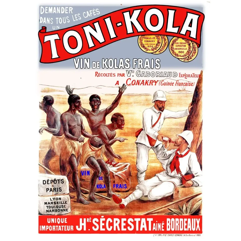 Affiche publicitaire Toni-Kola vin kolas Gaboriaud Conakry Guinée Sécrestat Bordeaux Exposition 1900 Affiche publicitaire Toni-Kola vin kolas Gaboriaud Conakry Guinée Sécrestat Bordeaux Exposition 1900