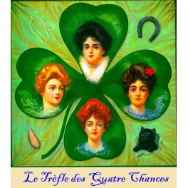 Illustration Trèfle des Quatre Chances quatre portraits féminins