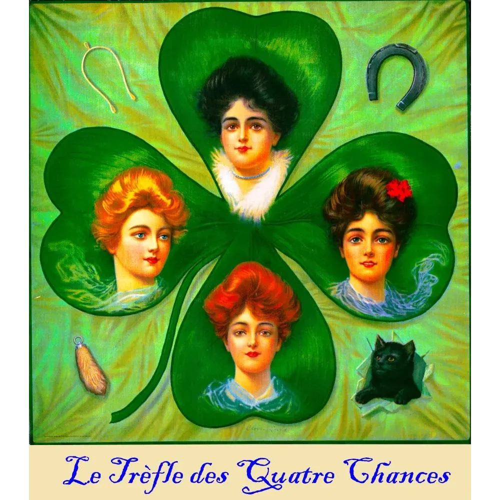 Illustration Trèfle des Quatre Chances quatre portraits féminins Illustration Trèfle des Quatre Chances quatre portraits féminins