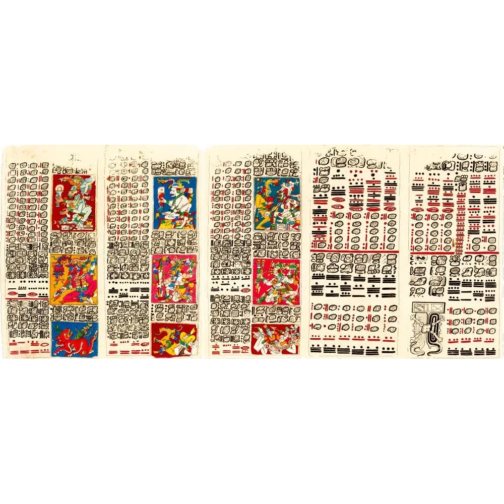 Codex de Dresde manuscrit maya mésoaméricain précolombien glyphes divinités astronomie tableaux lunaires Codex de Dresde manuscrit maya mésoaméricain précolombien glyphes divinités astronomie tableaux lunaires