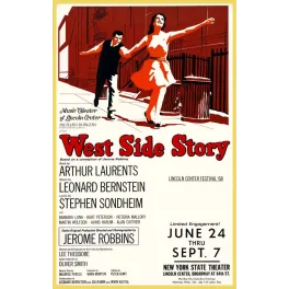 Affiche West Side Story Lincoln Center Festival 1968 couple dansant escalier New York Bernstein Sondheim