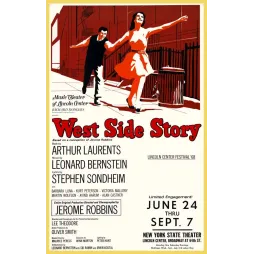 Affiche West Side Story Lincoln Center Festival 1968 couple dansant escalier New York Bernstein Sondheim