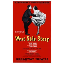 Affiche originale West Side Story Broadway Theatre 1957 couple dansant fond rouge Bernstein Sondheim Robbins