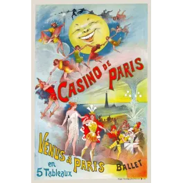 Affiche ballet Vénus à Paris Casino de Paris Alfred Choubrac lune danseuses fées feux artifices