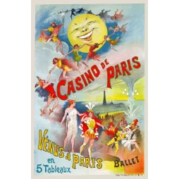 Affiche ballet Vénus à Paris Casino de Paris Alfred Choubrac lune danseuses fées feux artifices