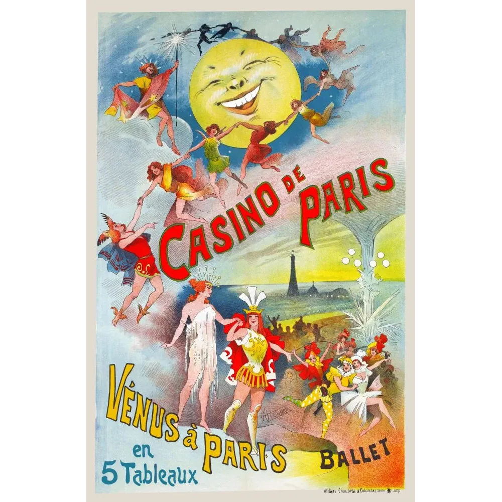 Affiche ballet Vénus à Paris Casino de Paris Alfred Choubrac lune danseuses fées feux artifices Affiche ballet Vénus à Paris Casino de Paris Alfred Choubrac lune danseuses fées feux artifices