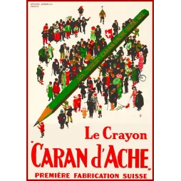 Affiche Caran d'Ache crayon suisse Genève foule cosmopolite crayon géant vert Sonor