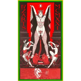 Carton invitation Bal Quat'z'Arts 1921 Paul Labbé Beaux-Arts Paris figure orientale rouge noir