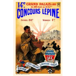 Affiche 14e Concours Lépine Grand Palais Paris 1910 inventeur fabricants français blason Association