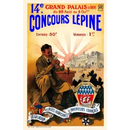Affiche 14e Concours Lépine Grand Palais Paris 1910 inventeur fabricants français blason Association