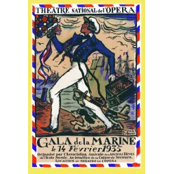 Affiche Gala de la Marine Théâtre Opéra Paris 1935 Guy Arnoux officier marine voiliers tricolore