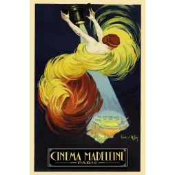 Affiche Cinéma Madeleine Paris 1920 Jean d'Ylen muse robe jaune projecteur faisceau nuit Art Déco