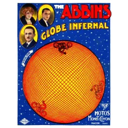 Affiche Globe Infernal Abbins cirque motos Monet Coyon Mâcon globe orange étoilé acrobaties Louis Galice