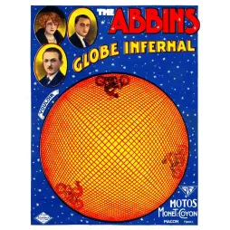 Affiche Globe Infernal Abbins cirque motos Monet Coyon Mâcon globe orange étoilé acrobaties Louis Galice