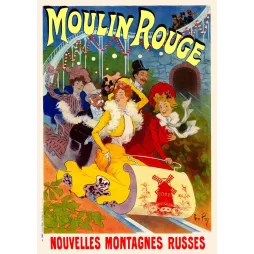 Affiche Moulin Rouge Nouvelles Montagnes Russes René Péan Paris fêtards luge lampions cabaret