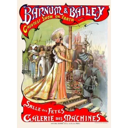 Affiche cirque Barnum Bailey Greatest Show on Earth Paris 1901 Galerie des Machines reine orientale procession