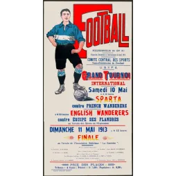 Affiche tournoi international football Exposition Universelle Gand 1913 Sparta Wanderers Flandres finale