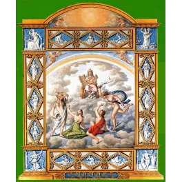Calendrier allégorique Joseph Anton Koch 1822 Rome aquarelle gouache figures néoclassiques médaillons dorés