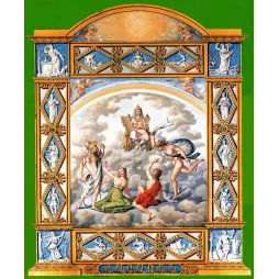 Calendrier allégorique Joseph Anton Koch 1822 Rome aquarelle gouache figures néoclassiques médaillons dorés
