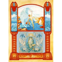 Illustration Art Nouveau Apollon Pégase lyre cygnes serpent vase mythologie grecque encadrement ornemental