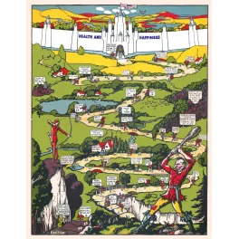 Plateau jeu Ivory Castle Game Gibbs dentifrice 1930 parcours château santé bonheur lutins géant rouge