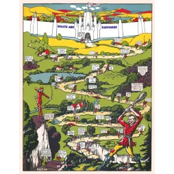 Plateau jeu Ivory Castle Game Gibbs dentifrice 1930 parcours château santé bonheur lutins géant rouge