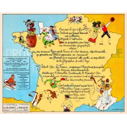 Carte illustrée provinces France J.P. Pinchon Blondel Rougery 1927 costumes régionaux traditions avant 1790
