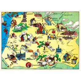 Carte illustrée Flandre Artois Picardie J.P. Pinchon Blondel Rougery 1927 mines lin velours Cambrai Valenciennes
