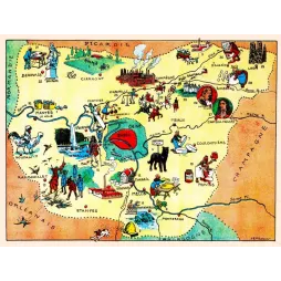 Carte illustrée Île-de-France J.P. Pinchon Blondel 1927 Versailles Fontainebleau Brie Chantilly Molière La Fontaine