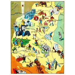 Carte illustrée Champagne J.P. Pinchon Blondel 1927 Épernay champagne Reims cathédrale Dom Pérignon Troyes
