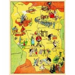 Carte illustrée Lorraine J.P. Pinchon Blondel 1927 Nancy Verdun Jeanne d'Arc images Épinal Vittel Baccarat