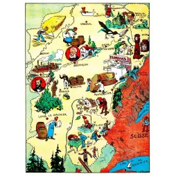 Carte illustrée Franche-Comté J.P. Pinchon Blondel 1927 Pasteur Besançon fromages montres Jura Pontarlier