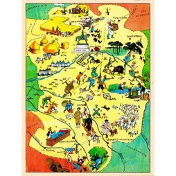 Carte illustrée Orléanais Berry J.P. Pinchon Blondel 1927 Jeanne d'Arc Chambord chasse Bourges Vierzon