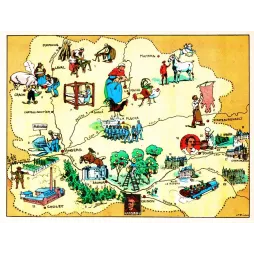 Carte illustrée Anjou Maine Touraine J.P. Pinchon Blondel 1927 Saumur Chinon Chenonceaux châteaux Loire
