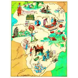 Carte illustrée Limousin Marche J.P. Pinchon Blondel 1927 Limoges porcelaine Aubusson tapisseries Brive foie gras