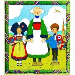 Illustration Bécassine Grande Guerre Alsace Pinchon 1916 Caumery enfants costume alsacien cocarde tricolore avion