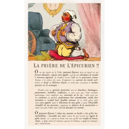 Estampe satirique La Prière de l'Épicurien Thomas Rowlandson 1801 glouton bonnet nuit épicure humour