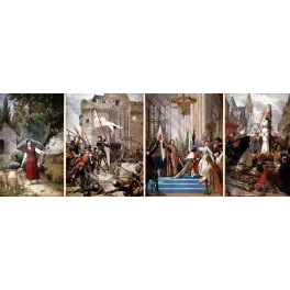 Fresque Jeanne d'Arc Lenepveu Panthéon Paris 1886-1890 quatre panneaux voix Orléans sacre Reims bûcher Rouen