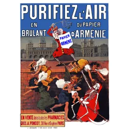Affiche Papier d'Arménie Purifier Air Pharmacie Paris – Publicité vintage