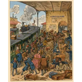 Chemin de Fer du Nord gare Paris Calais Douvres Michl XIXe - Publicité vintage