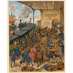 Chemin de Fer du Nord gare Paris Calais Douvres Michl XIXe - Publicité vintage