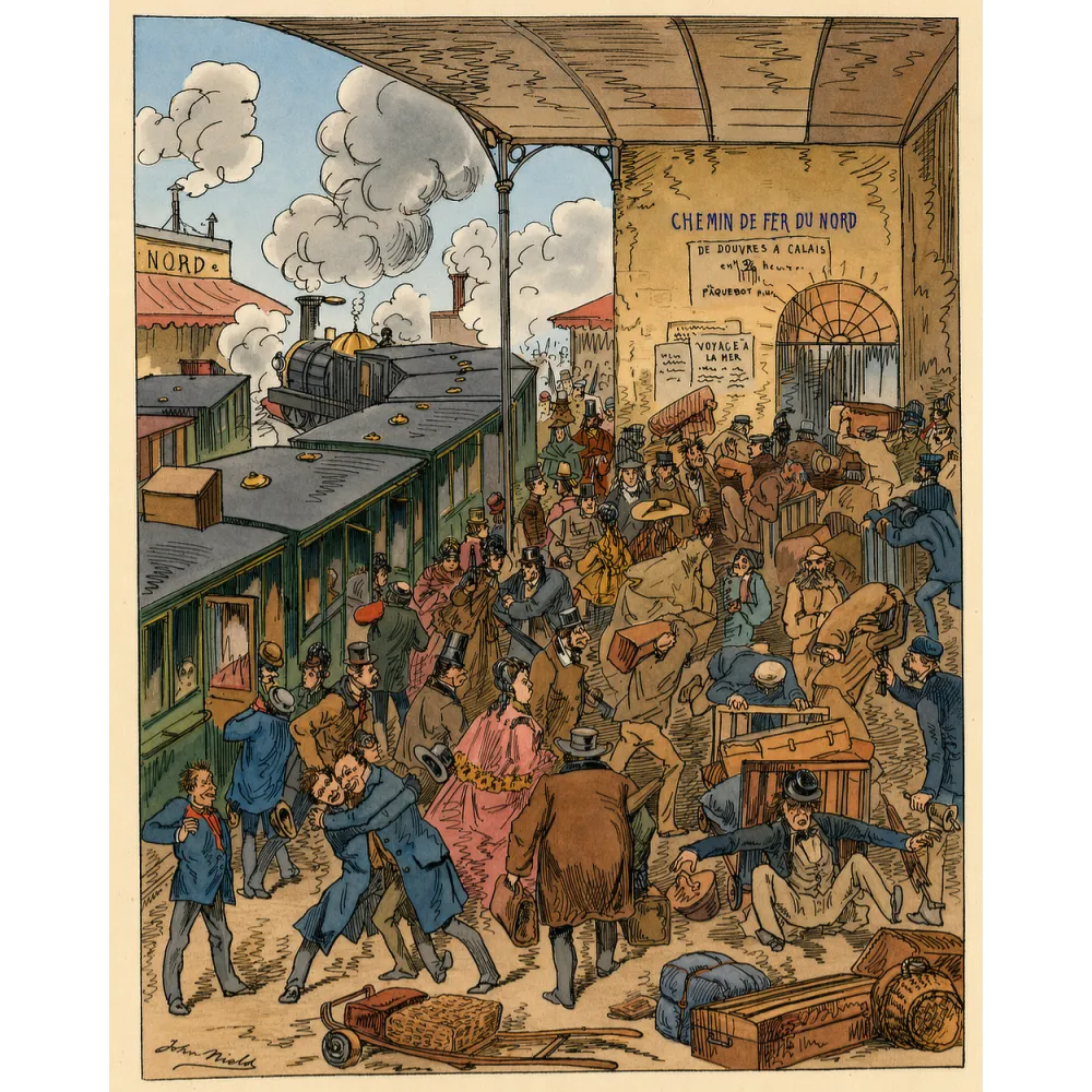 Chemin de Fer du Nord gare Paris Calais Douvres Michl XIXe - Publicité vintage