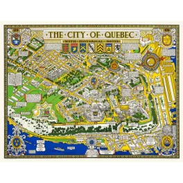 Carte illustrée Québec Historical Notes vue cavalière - Carte ancien