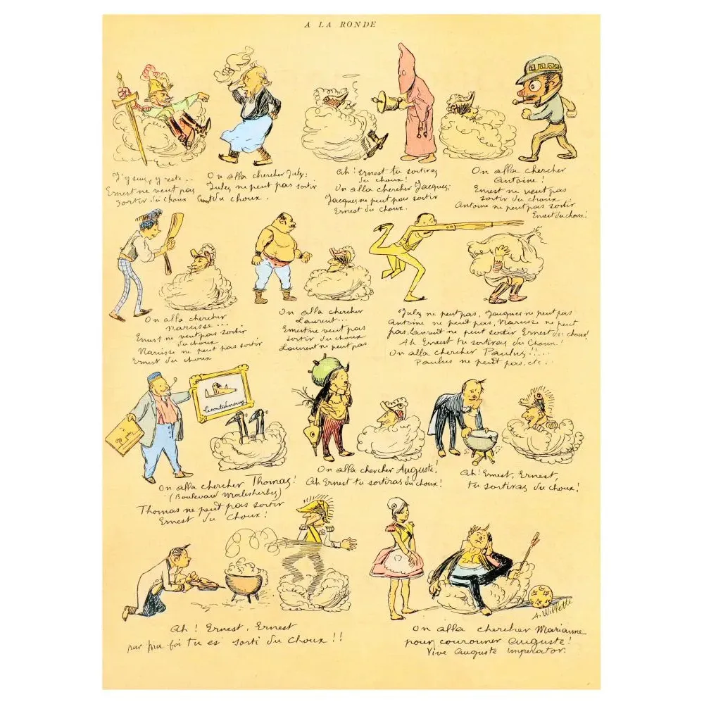 À la Ronde Willette Caricature Ernest Chou Satirique - Publicité vintage À la Ronde Willette Caricature Ernest Chou Satirique - Publicité vintage