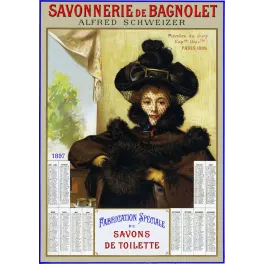 Savonnerie Bagnolet Schweizer Calendrier 1897 Savons - Publicité vintage