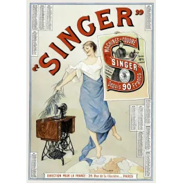 Singer Machines à Coudre Calendrier Paris 90 Francs - Publicité vintage