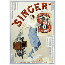 Singer Machines à Coudre Calendrier Paris 90 Francs - Publicité vintage