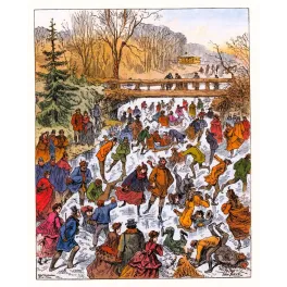Patinage sur Glace Parc Hivernal John Nield Illustration - Publicité vintage