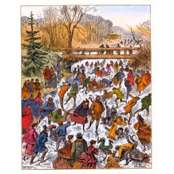 Patinage sur Glace Parc Hivernal John Nield Illustration - Publicité vintage